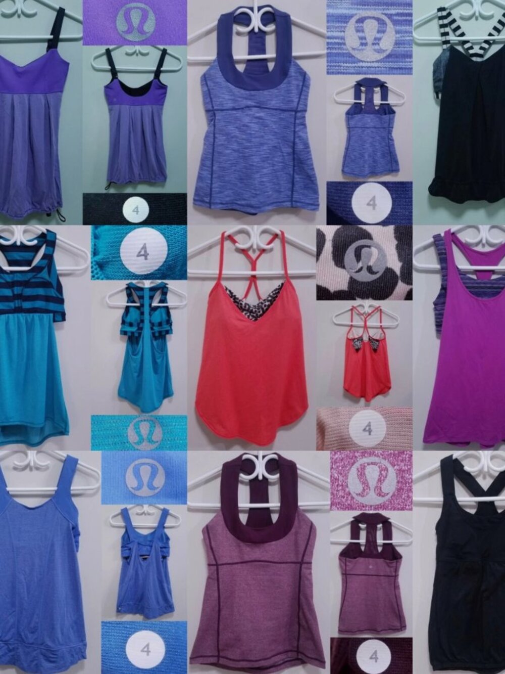 9 Lululemon No Limits Roll Out Rest Less Wee Stripe 4 XS Tank Tops Bundle
